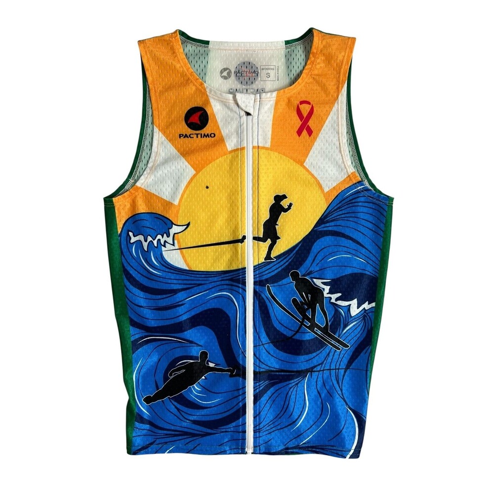 Pactimo Women's Sports Graphic Print Zip Front Mesh Cargo Cycling Top XS